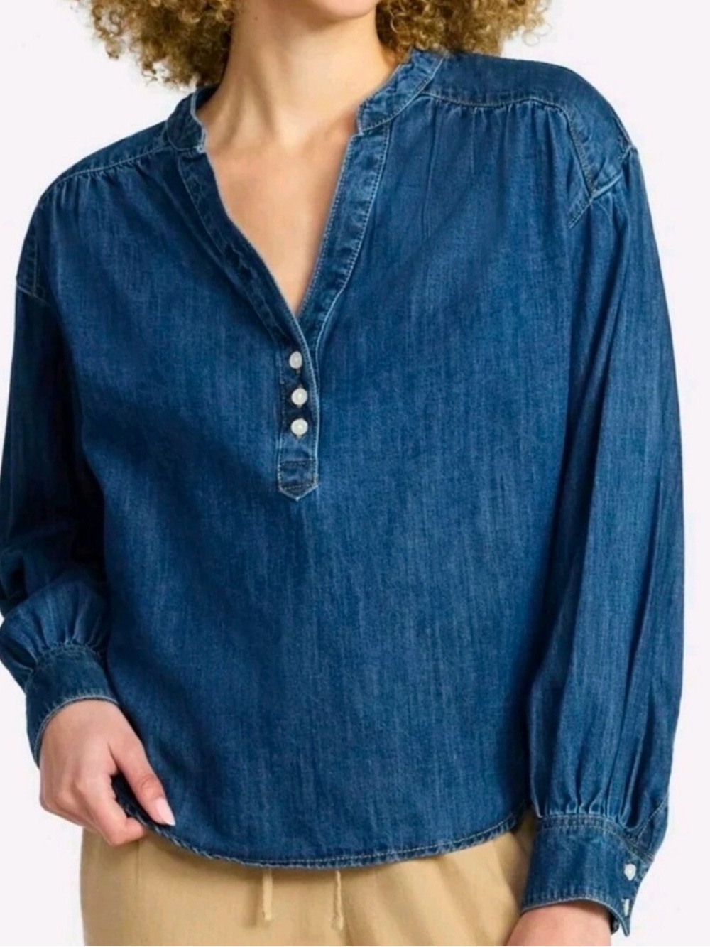 TIME AND TRU Denim Popover Top XL 27” p2p Indigo NWOT